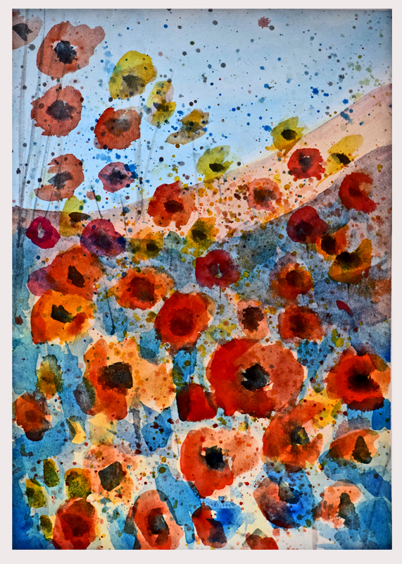 Valley of Popies Watercolour on paper